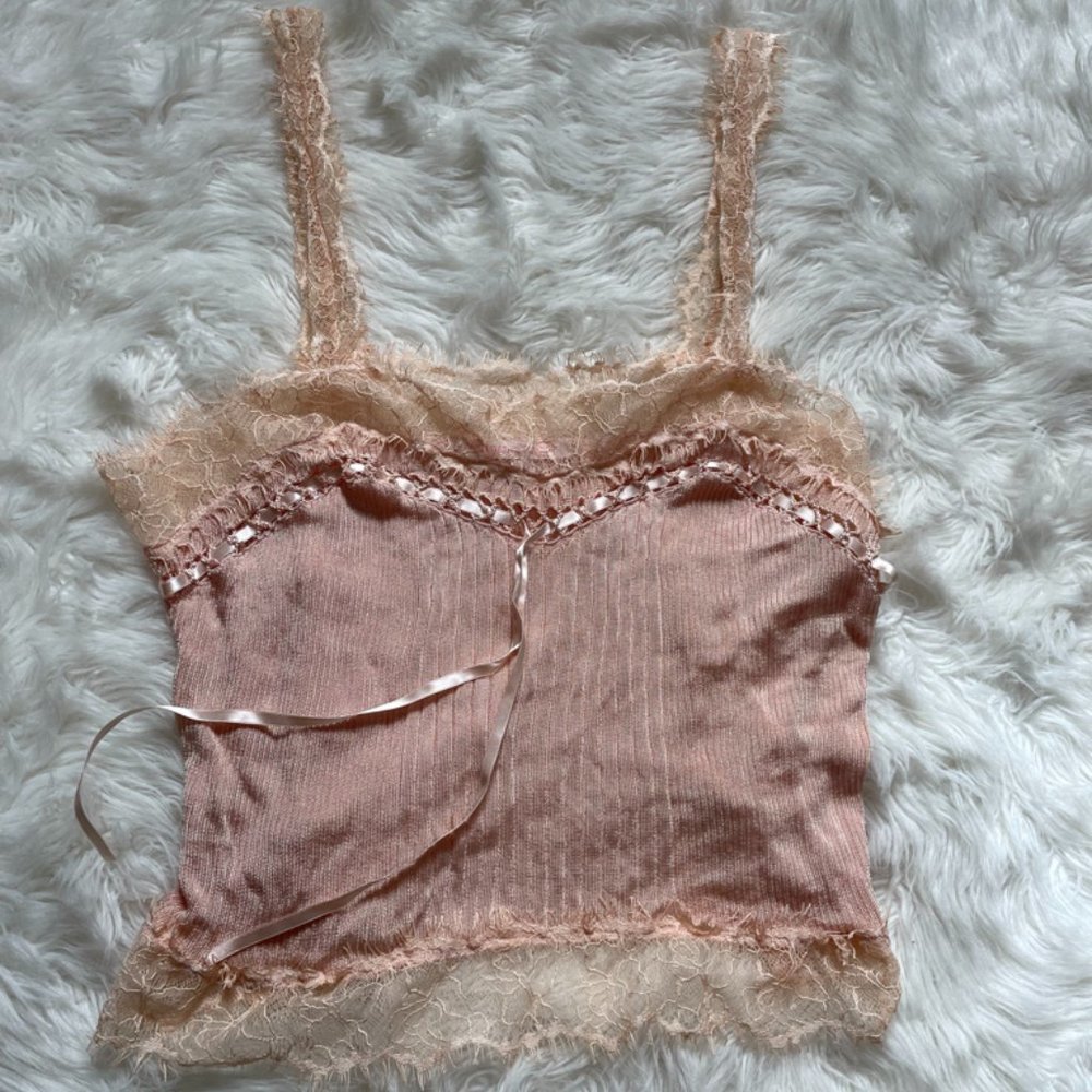 NWOT Victoria's Secret Lace-trim Knit Cami Nude